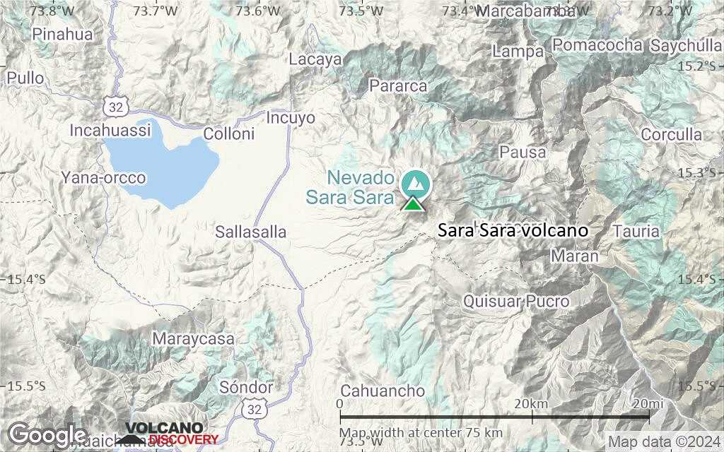 Terrain-type map of Sara Sara volcano (scale of 10s of km)