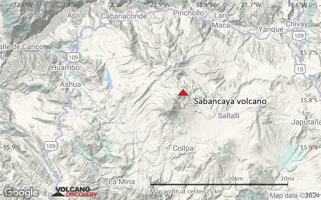 Terrain-type map of Sabancaya volcano (scale of 10s of km)