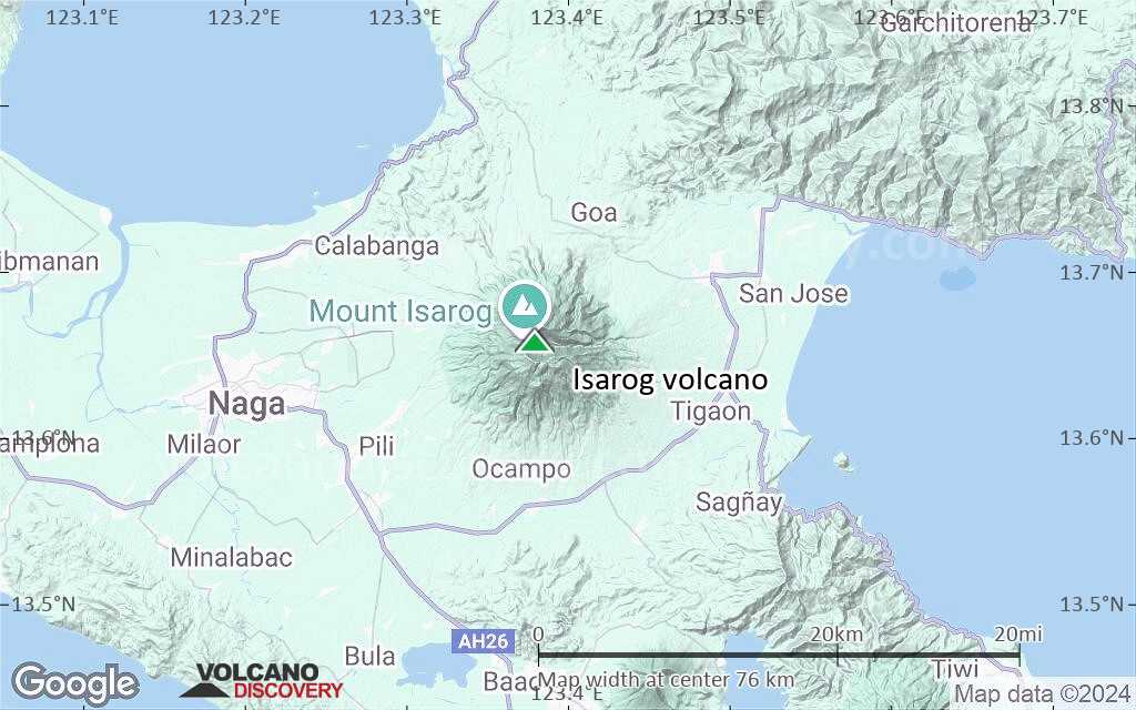 Terrain-type map of Isarog volcano (scale of 10s of km)