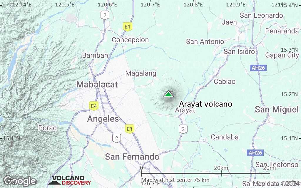 Terrain-type map of Arayat volcano (scale of 10s of km)