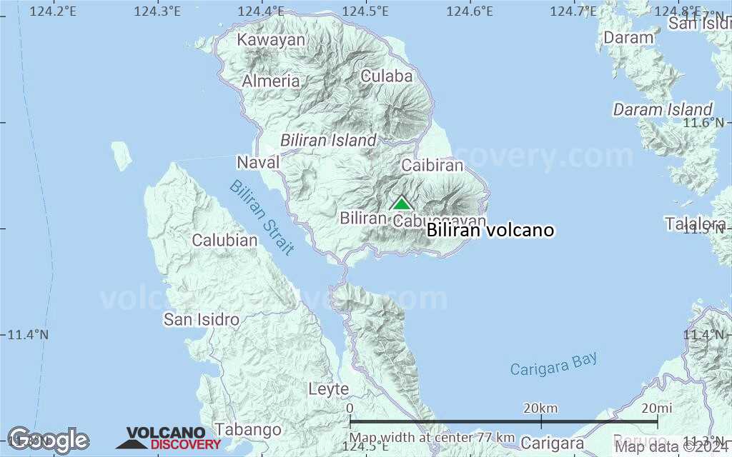 Terrain-type map of Biliran volcano (scale of 10s of km)