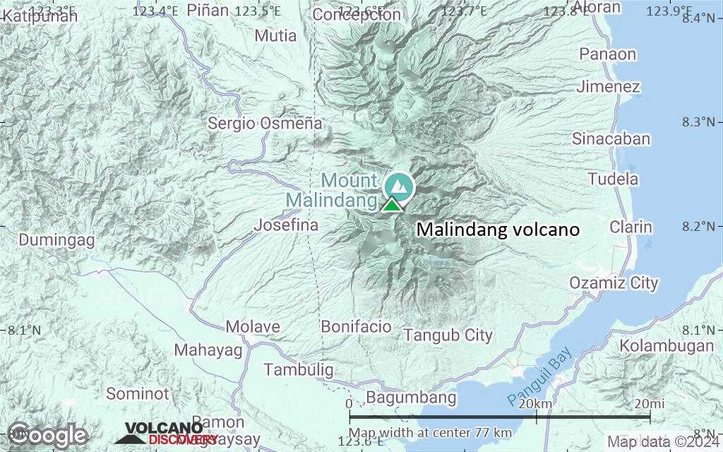 Terrain-type map of Malindang volcano (scale of 10s of km)