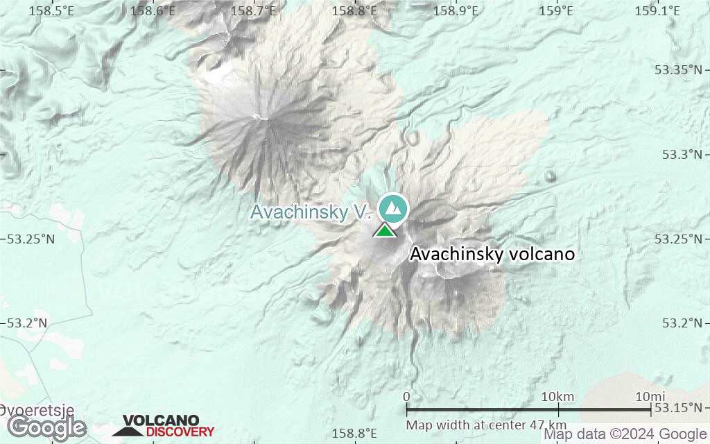 Terrain-type map of Avachinsky volcano (scale of 10s of km)