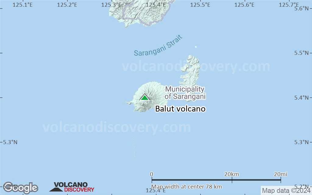 Terrain-type map of Balut volcano (scale of 10s of km)
