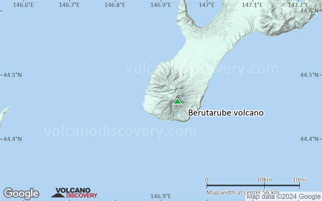 Terrain-type map of Berutarube volcano (scale of 10s of km)