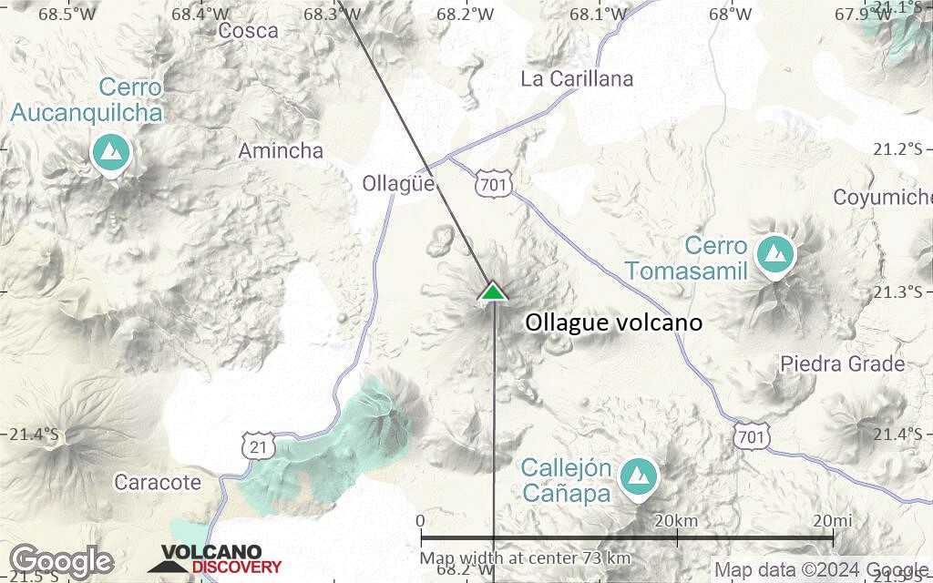 Terrain-type map of Ollague volcano (scale of 10s of km)