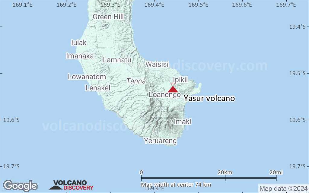 Terrain-type map of Yasur volcano (scale of 10s of km)