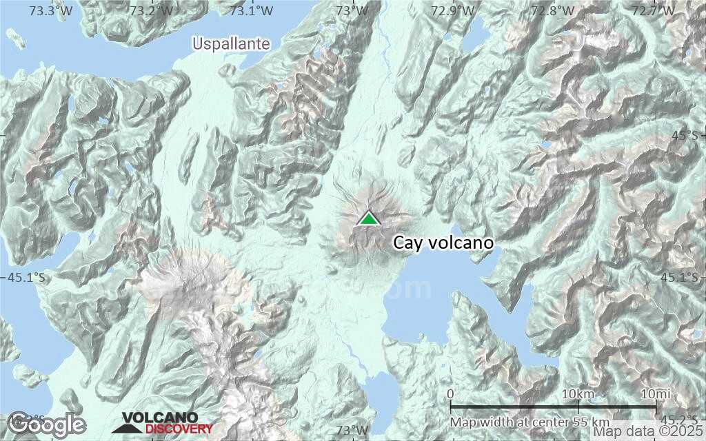 Terrain-type map of Cay volcano (scale of 10s of km)