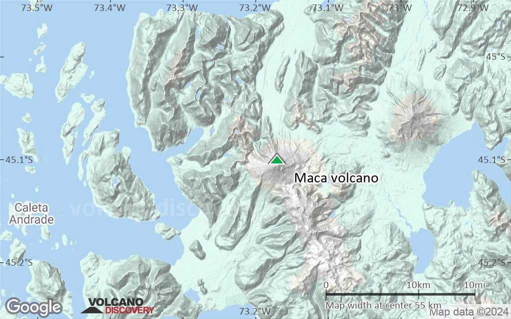 Terrain-type map of Maca volcano (scale of 10s of km)