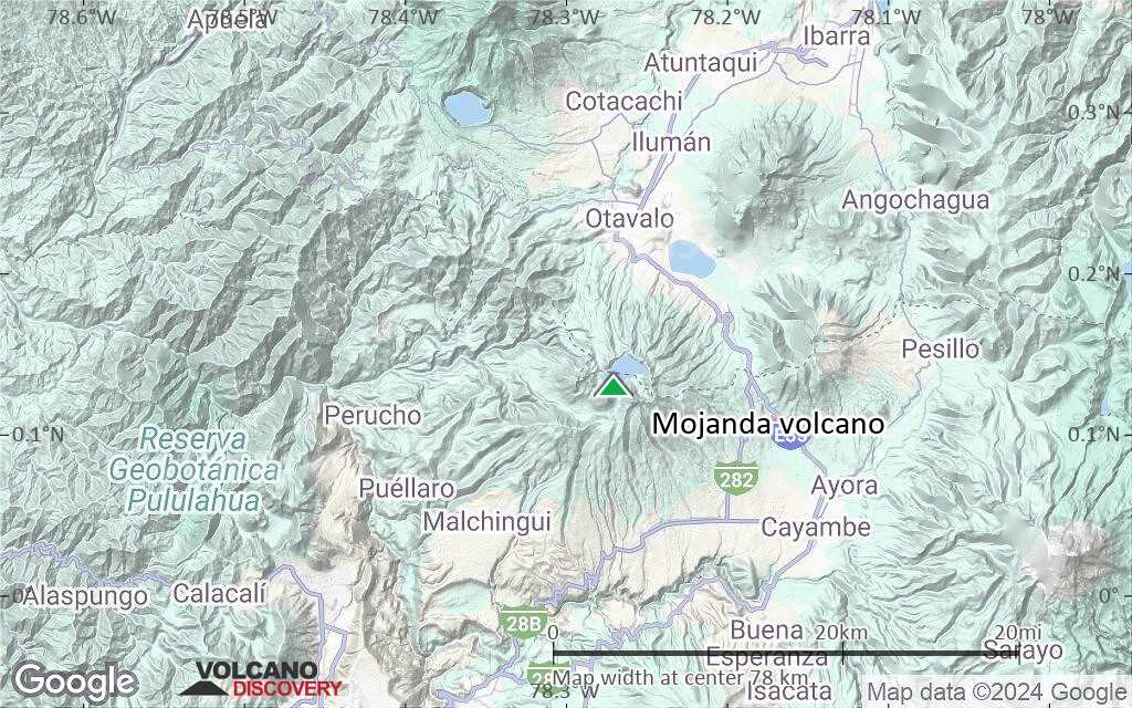Terrain-type map of Mojanda volcano (scale of 10s of km)