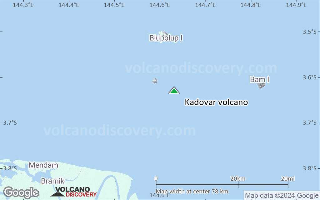 Terrain-type map of Kadovar volcano (scale of 10s of km)