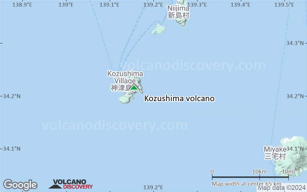 Terrain-type map of Kozushima volcano (scale of 10s of km)