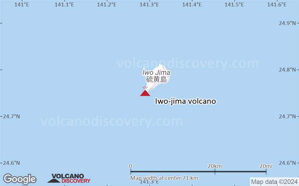 Terrain-type map of Iwo-jima volcano (scale of 10s of km)