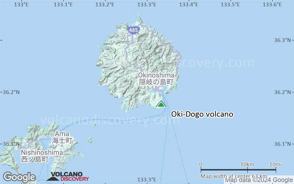 Terrain-type map of Oki-Dogo volcano (scale of 10s of km)