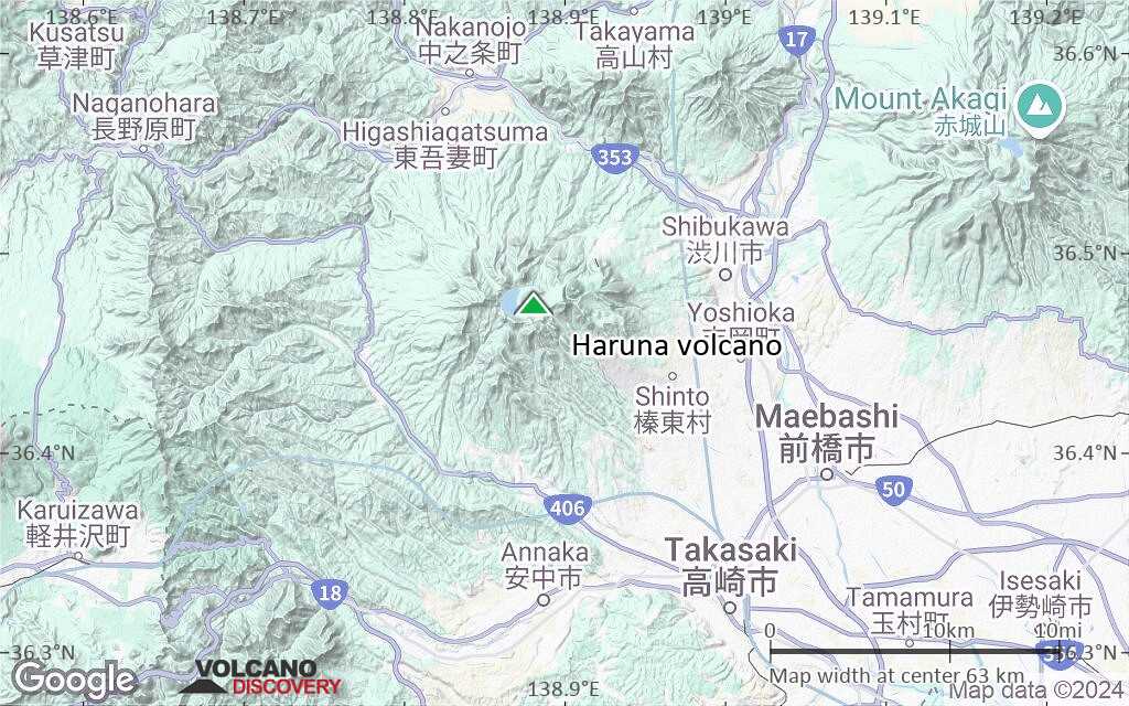 Terrain-type map of Haruna volcano (scale of 10s of km)