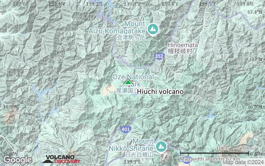 Terrain-type map of Hiuchi volcano (scale of 10s of km)