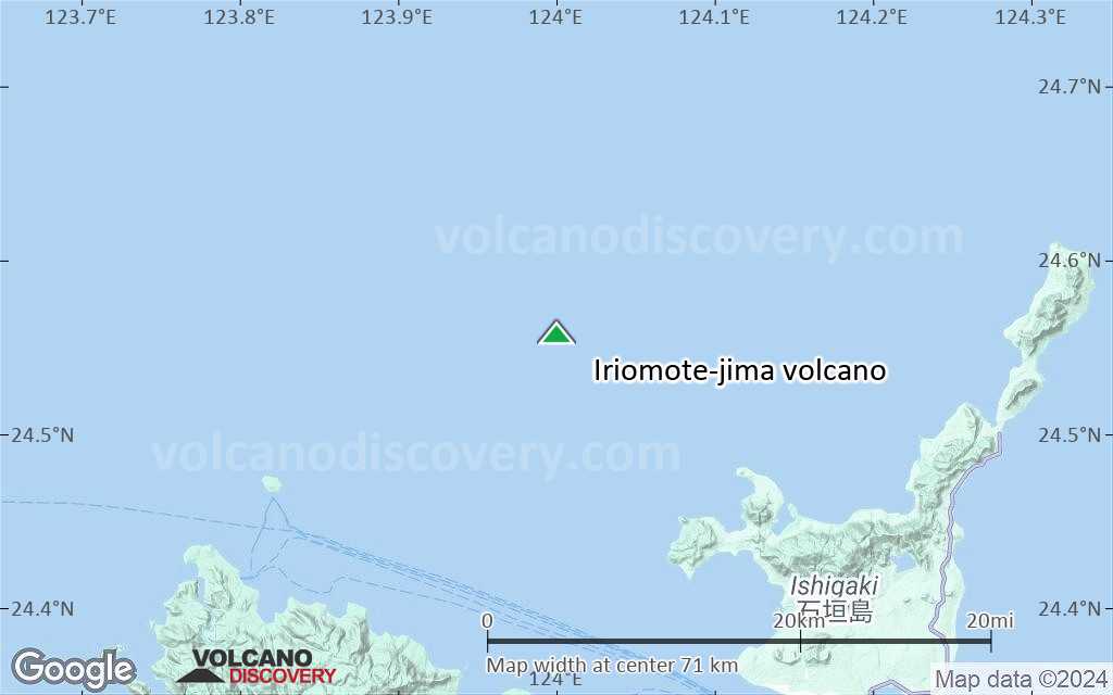 Terrain-type map of Iriomote-jima volcano (scale of 10s of km)