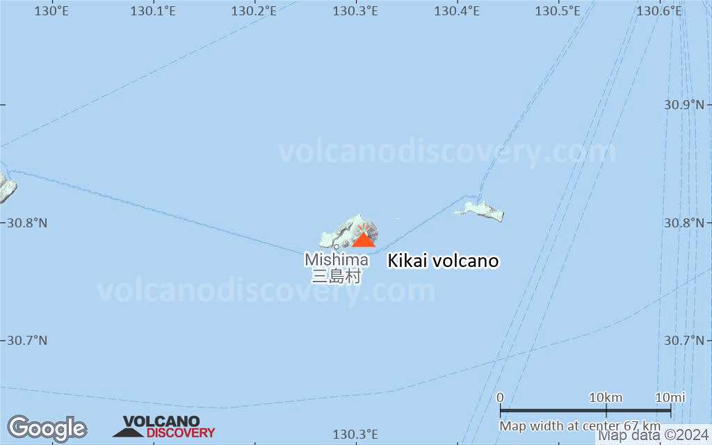 Terrain-type map of Kikai volcano (scale of 10s of km)