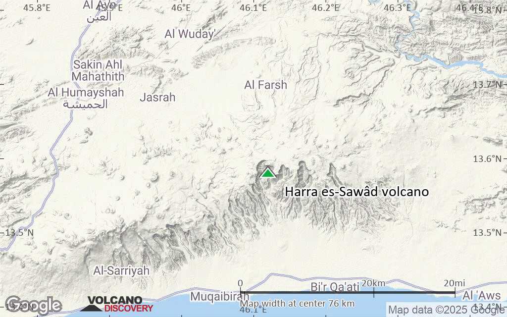 Terrain-type map of Harra es-Sawâd volcano (scale of 10s of km)
