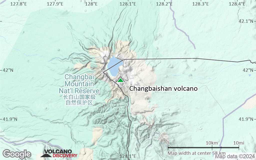 Terrain-type map of Changbaishan volcano (scale of 10s of km)