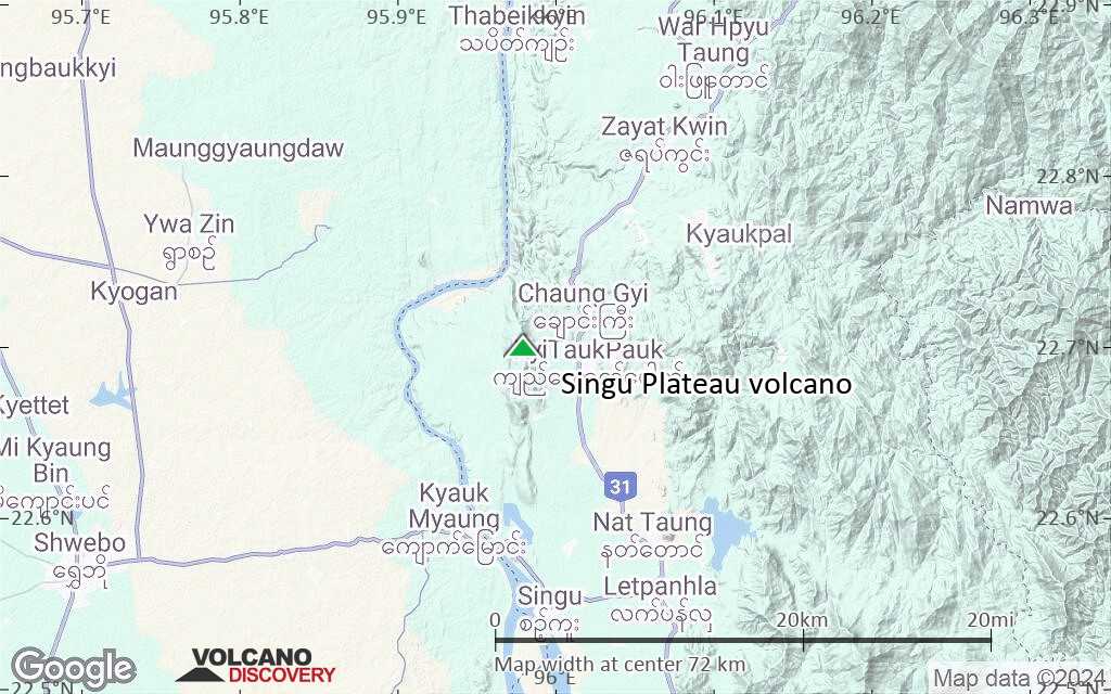 Terrain-type map of Singu Plateau volcano (scale of 10s of km)