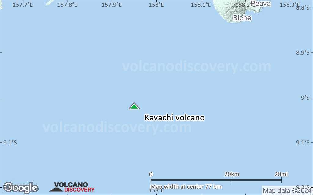 Terrain-type map of Kavachi volcano (scale of 10s of km)