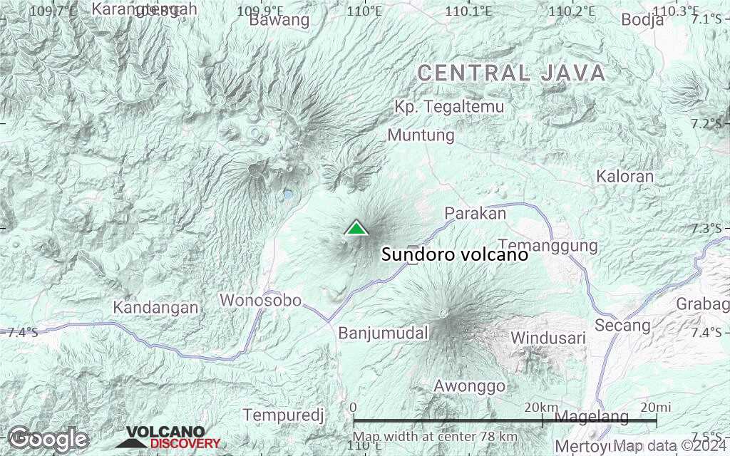 Terrain-type map of Sundoro volcano (scale of 10s of km)