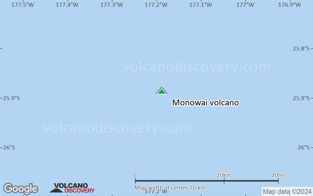 Terrain-type map of Monowai volcano (scale of 10s of km)