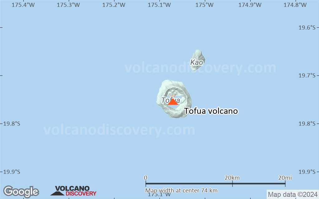 Terrain-type map of Tofua volcano (scale of 10s of km)