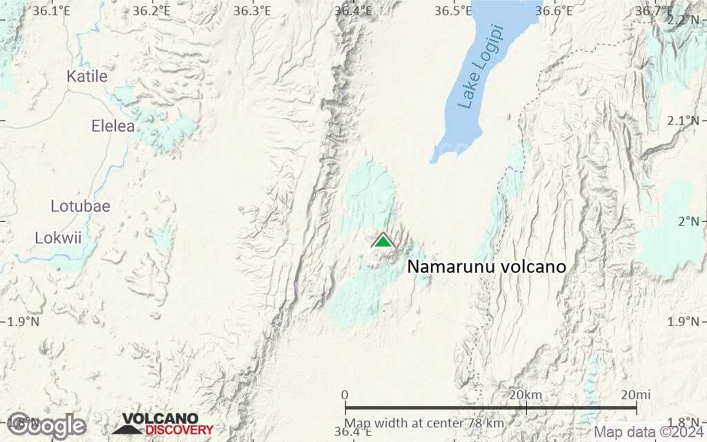 Terrain-type map of Namarunu volcano (scale of 10s of km)