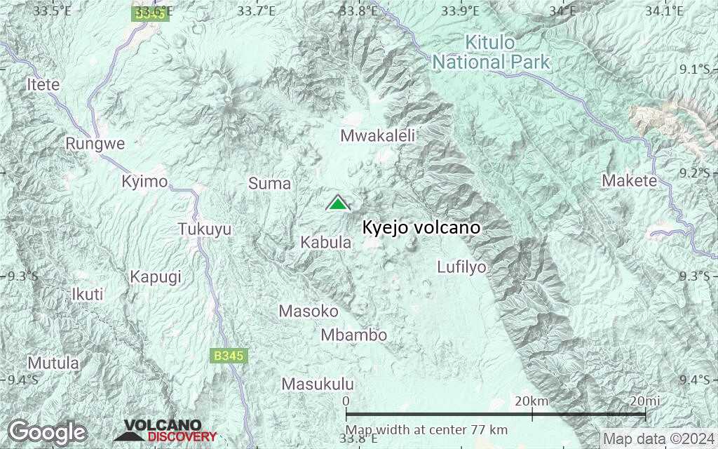 Terrain-type map of Kyejo volcano (scale of 10s of km)