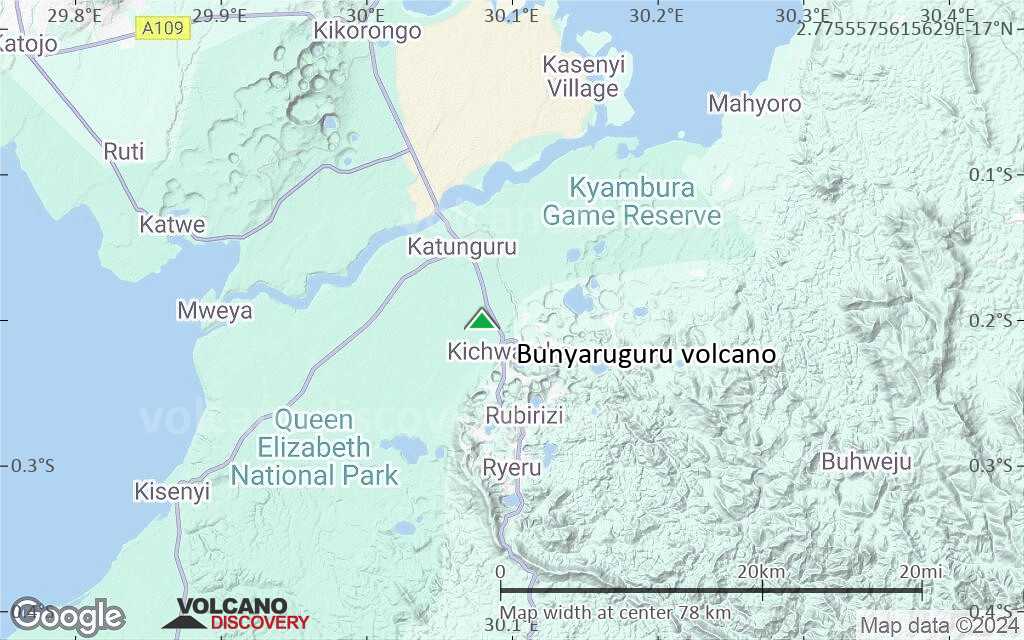 Terrain-type map of Bunyaruguru volcano (scale of 10s of km)