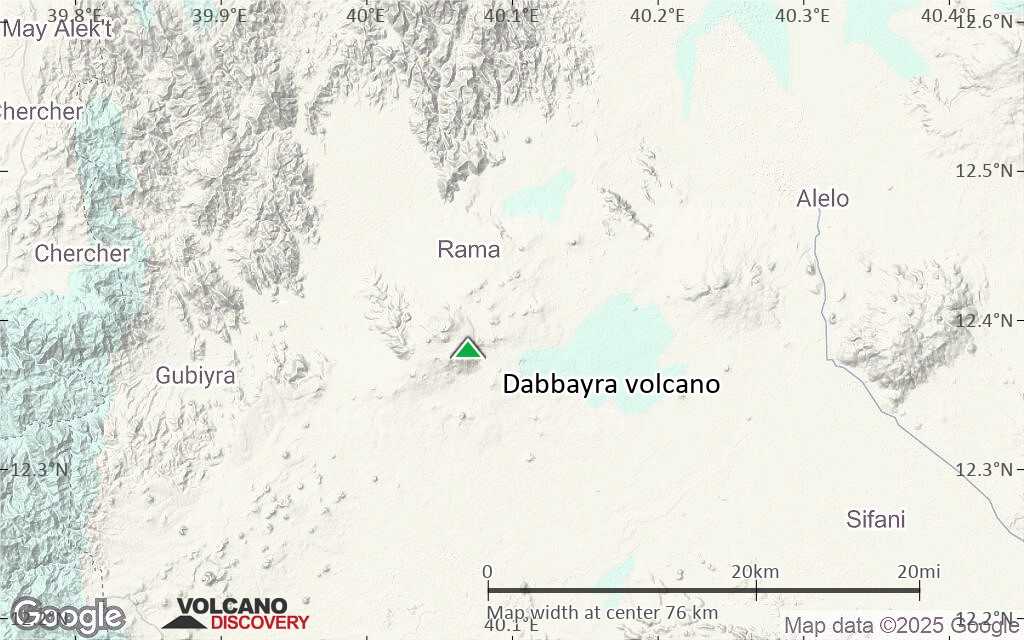 Terrain-type map of Dabbayra volcano (scale of 10s of km)