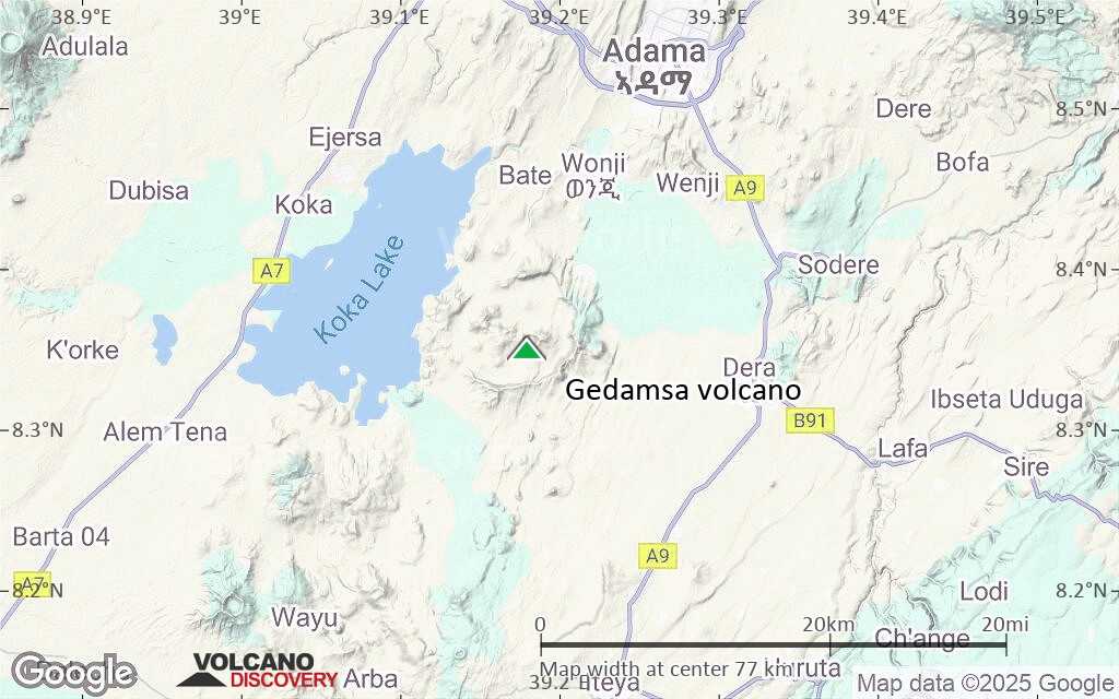 Terrain-type map of Gedamsa volcano (scale of 10s of km)