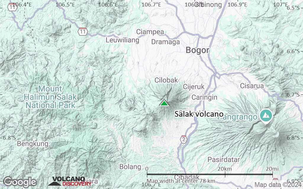 Terrain-type map of Salak volcano (scale of 10s of km)