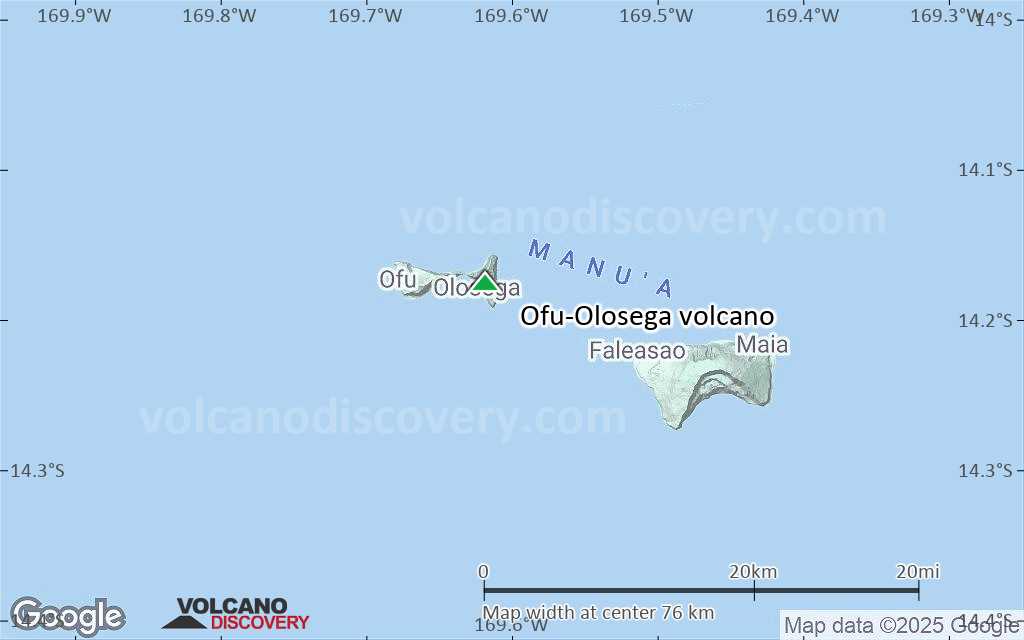 Terrain-type map of Ofu-Olosega volcano (scale of 10s of km)