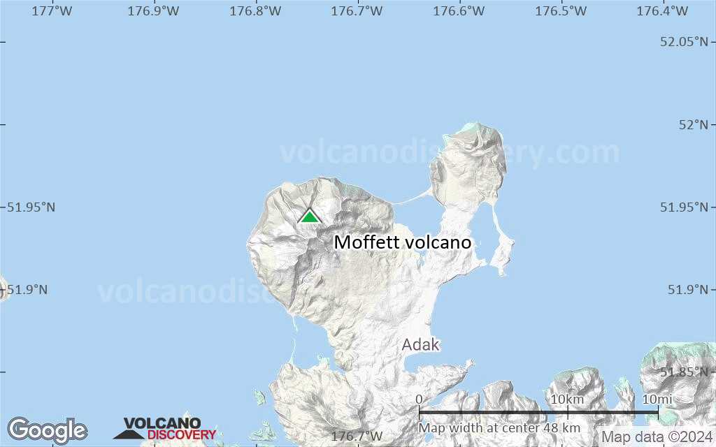 Terrain-type map of Moffett volcano (scale of 10s of km)