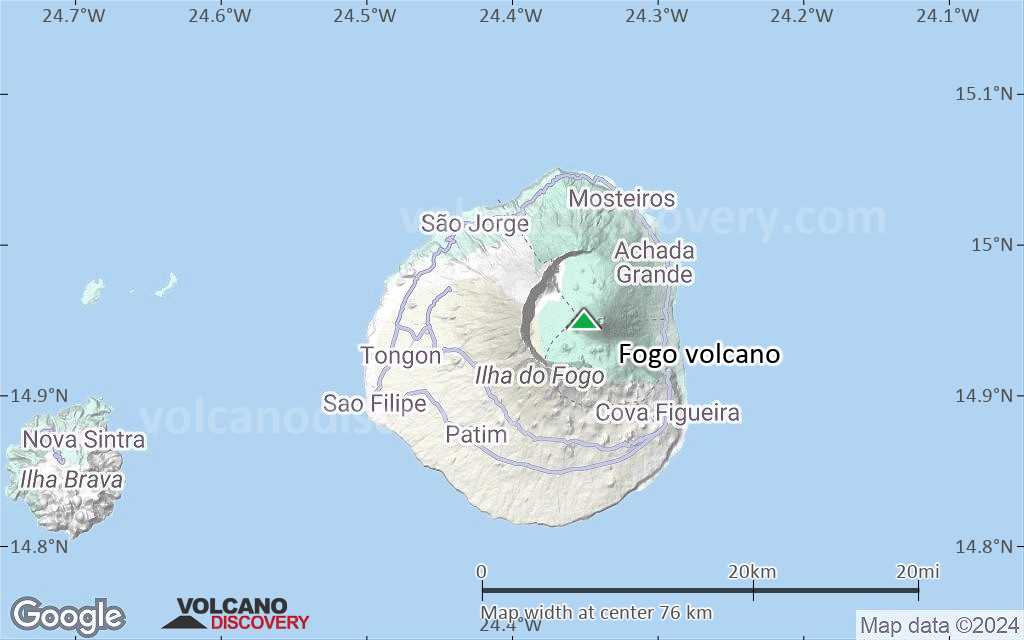 Terrain-type map of Fogo volcano (scale of 10s of km)