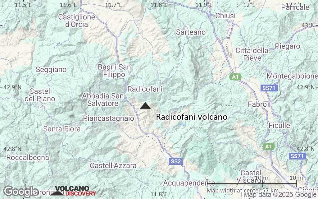 Terrain-type map of Radicofani volcano (scale of 10s of km)