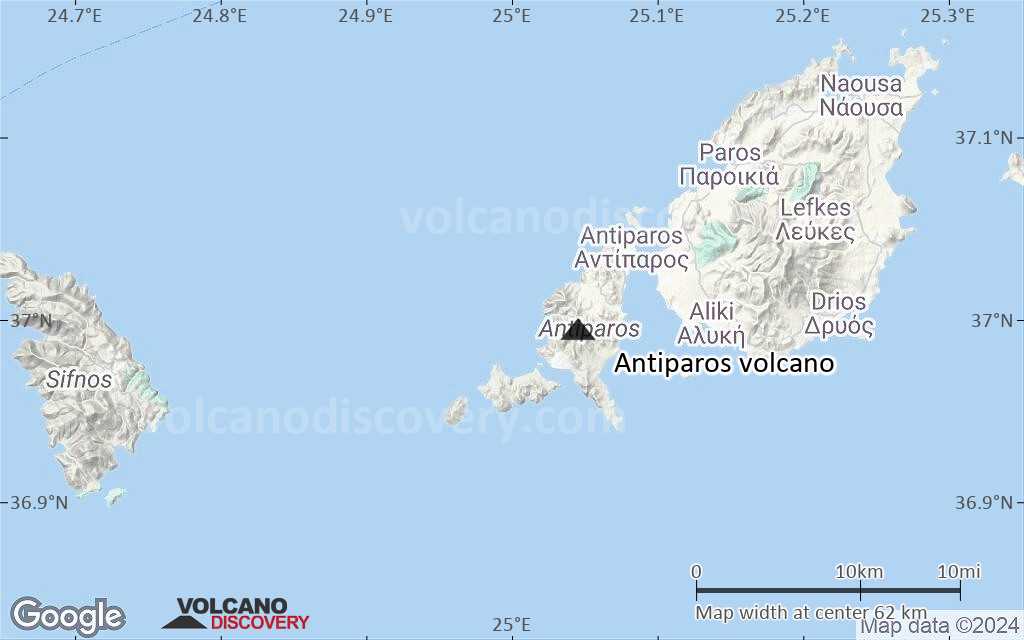 Terrain-type map of Antiparos volcano (scale of 10s of km)