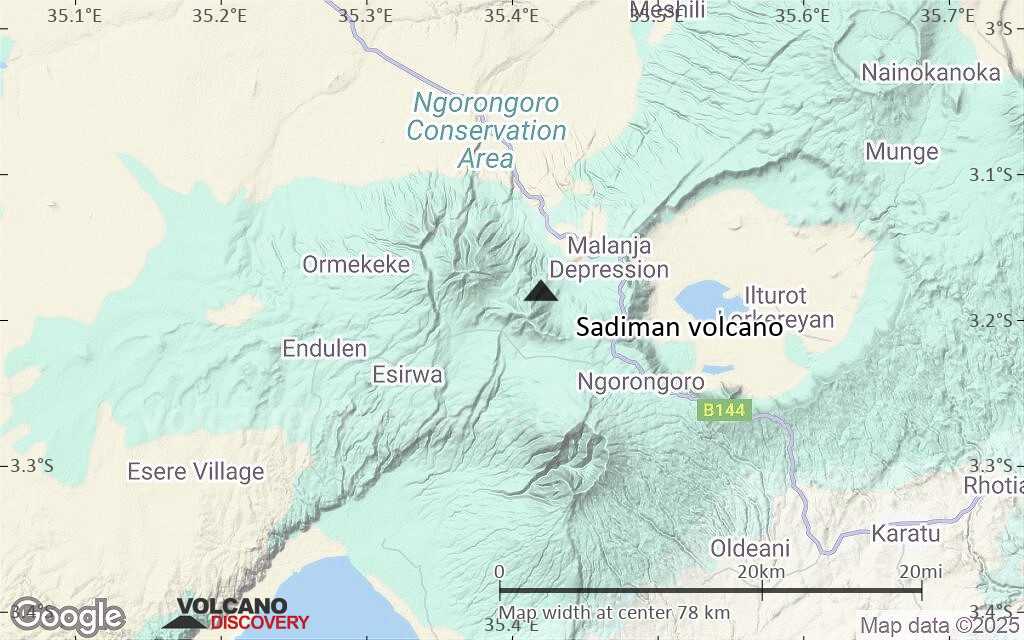 Terrain-type map of Sadiman volcano (scale of 10s of km)
