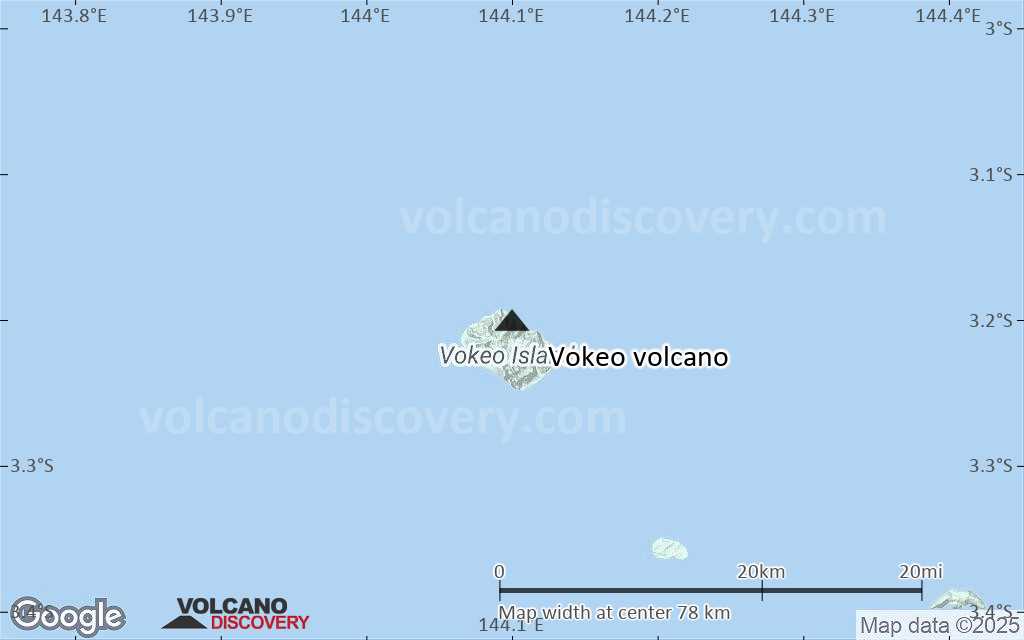 Terrain-type map of Vokeo volcano (scale of 10s of km)