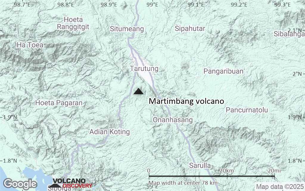 Terrain-type map of Martimbang volcano (scale of 10s of km)
