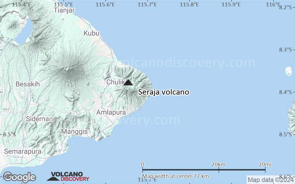 Terrain-type map of Seraja volcano (scale of 10s of km)