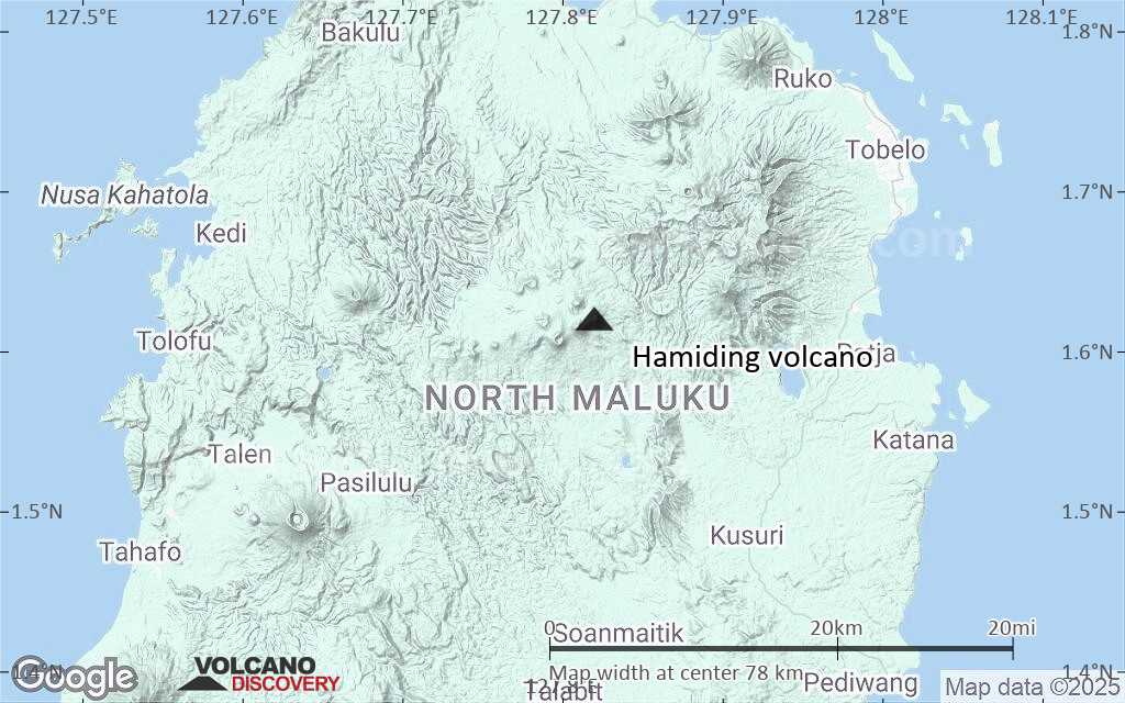 Terrain-type map of Hamiding volcano (scale of 10s of km)