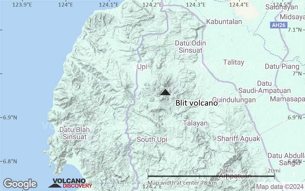 Terrain-type map of Blit volcano (scale of 10s of km)