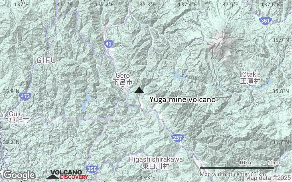 Terrain-type map of Yuga-mine volcano (scale of 10s of km)