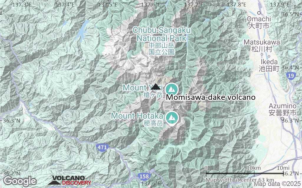 Terrain-type map of Momisawa-dake volcano (scale of 10s of km)