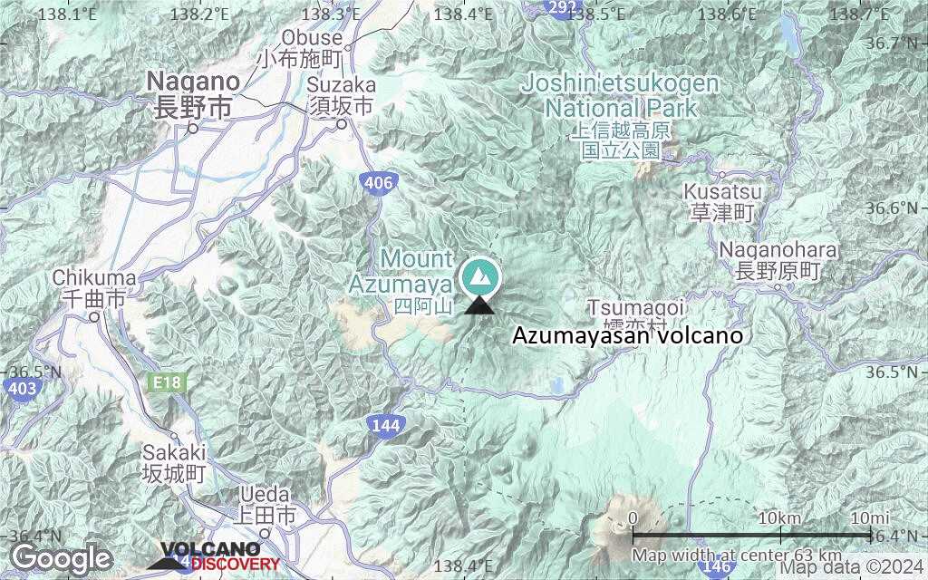 Terrain-type map of Azumayasan volcano (scale of 10s of km)