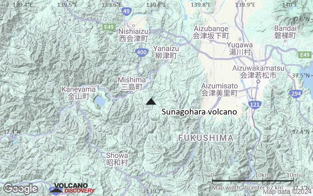 Terrain-type map of Sunagohara volcano (scale of 10s of km)